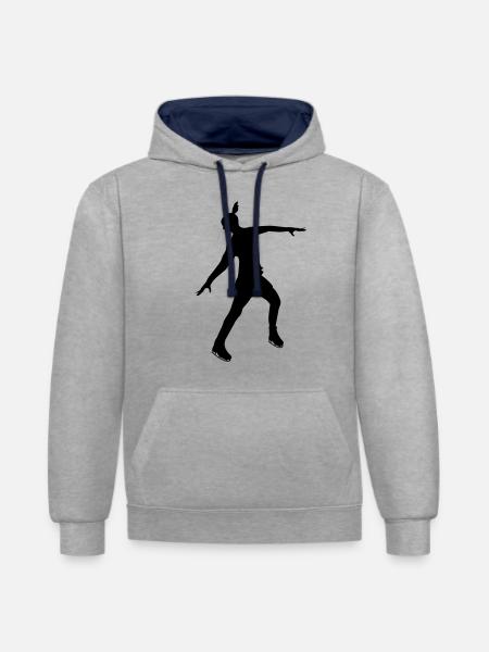 Eiskunstläuferin in stabiler Pose - Kontrast-Hoodie - Grau meliert/Navy
