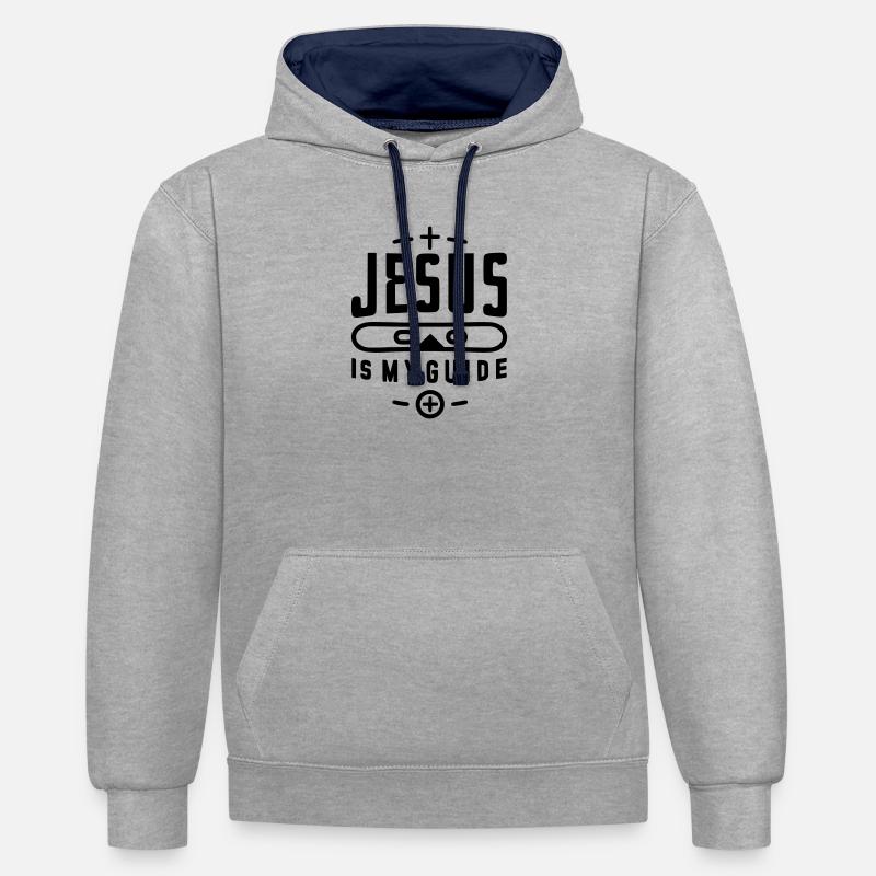 Jesus is my guide - Contrast hoodie - heather grey/navy