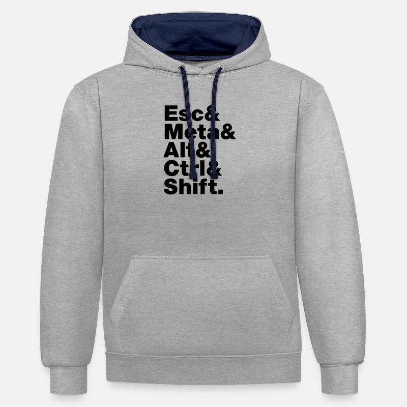 Esc & Meta & Alt & Ctrl & Shift - Sweat à capuche contrasté - gris chiné/bleu marine