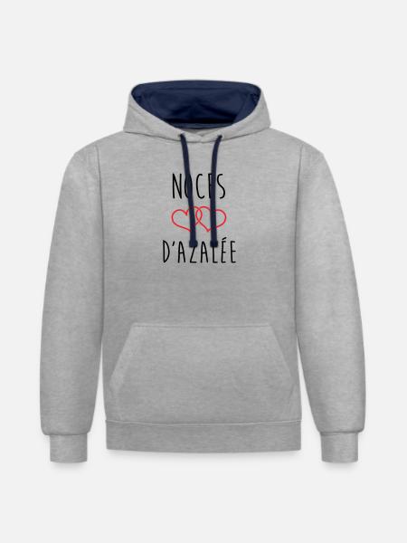 Azaleas Hochzeit 57 Jahre Ehe - Kontrast-Hoodie - Grau meliert/Navy