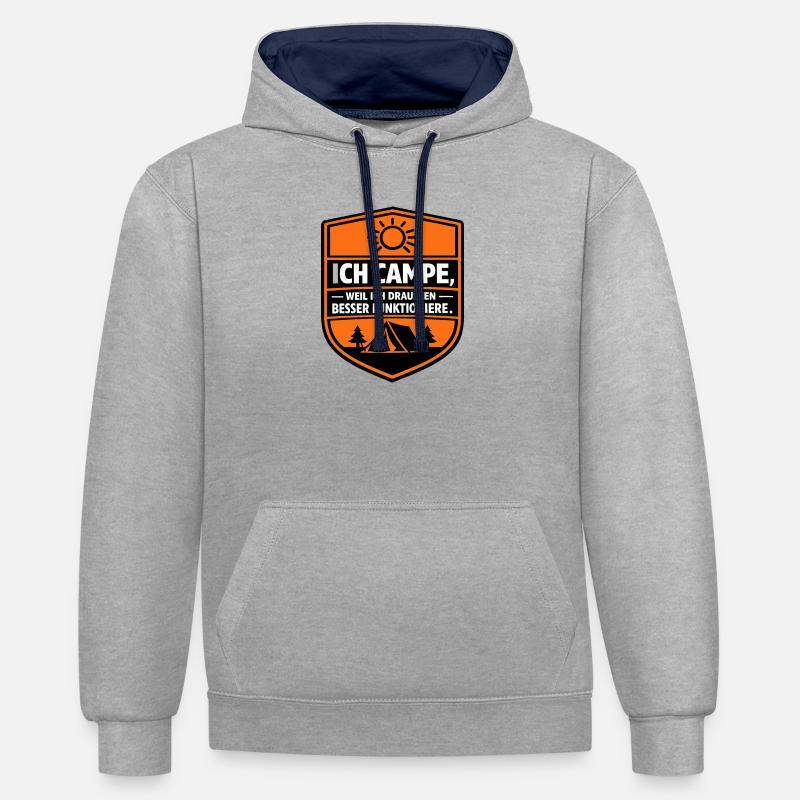 Camping-car parfait - Sweat à capuche contrasté - gris chiné/bleu marine