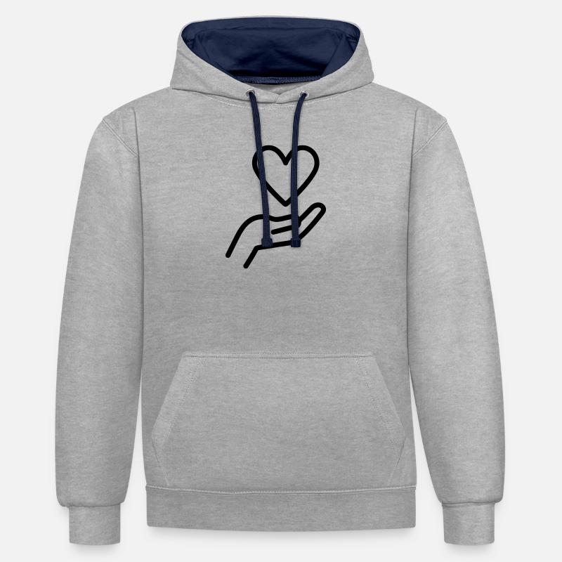 donner amour - Sweat à capuche contrasté - gris chiné/bleu marine