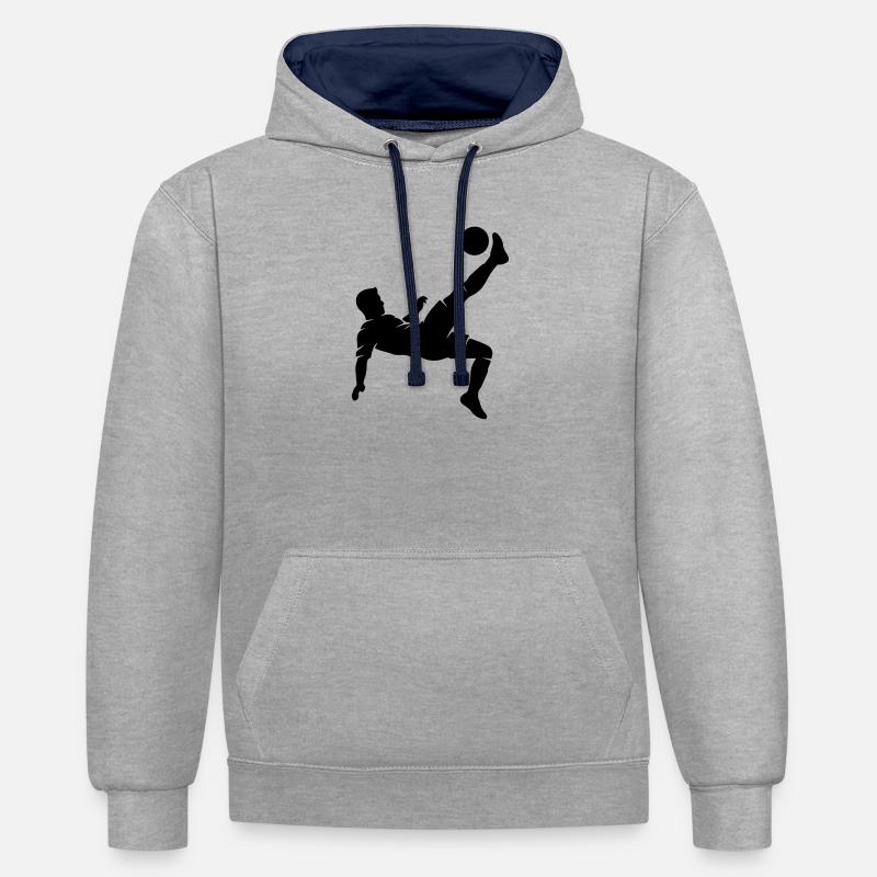 Bicyclette du footballeur - Sweat à capuche contrasté - gris chiné/bleu marine
