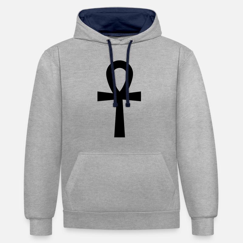 Égypte - Ankh - Sweat à capuche contrasté - gris chiné/bleu marine