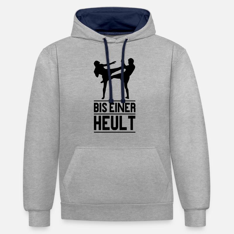 bis einer heult - Kontrast-Hoodie - Grau meliert/Navy