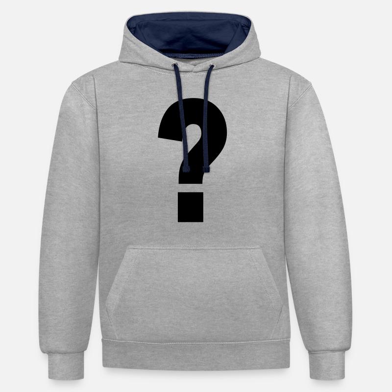 point d'interrogation - Sweat à capuche contrasté - gris chiné/bleu marine