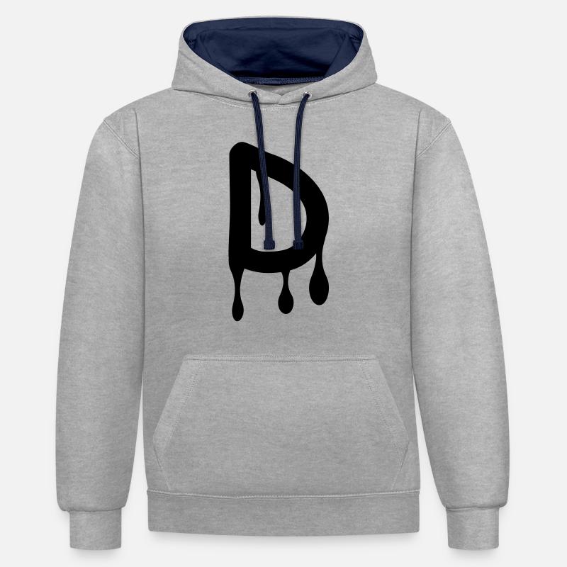 d_comic_graffiti - Sweat à capuche contrasté - gris chiné/bleu marine