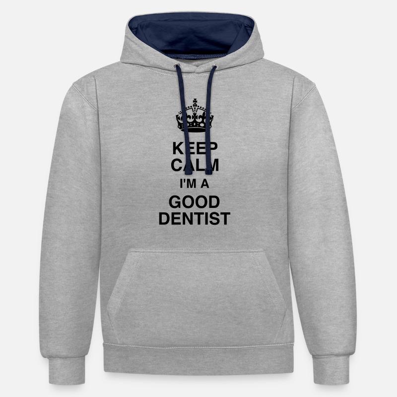 dentiste / dent / médecin / médecine - Sweat à capuche contrasté - gris chiné/bleu marine