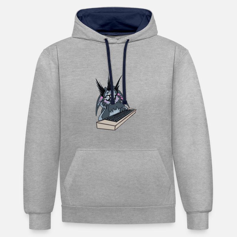Hase Computer - Kontrast-Hoodie - Grau meliert/Navy
