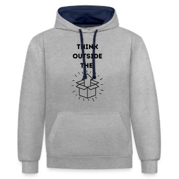 Think outside the Box - Kontrast-Hoodie - Grau meliert/Navy - Vorne - Liana (172cm) & Jaron (178cm)