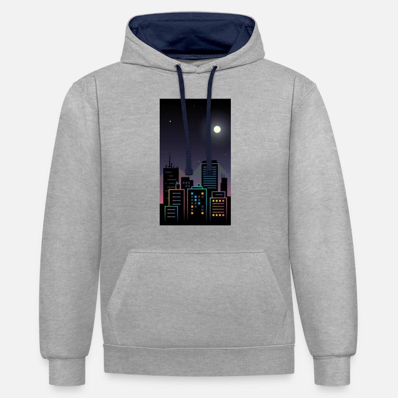 h4Ei5wbLTM6b37IDxxT9YA - Sweat à capuche contrasté - gris chiné/bleu marine