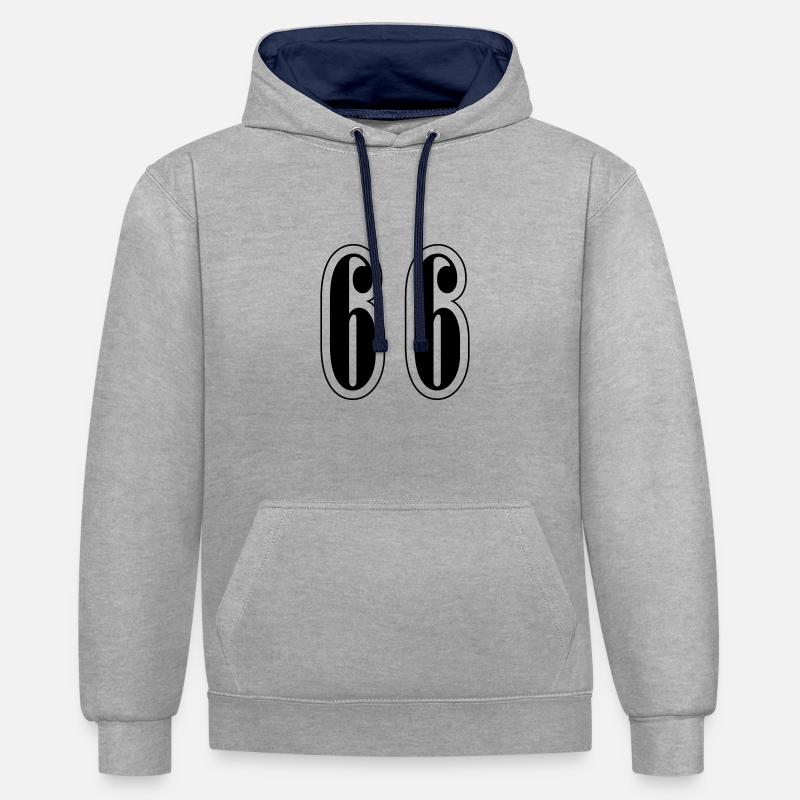 66 Symbole numérique - Sweat à capuche contrasté - gris chiné/bleu marine