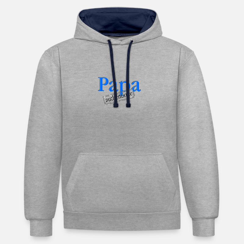Papa authentique - Sweat à capuche contrasté - gris chiné/bleu marine