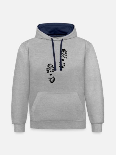 Footprints, hiking (super cheap) - Sweat à capuche contrasté - gris chiné/bleu marine