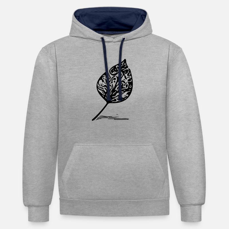 Feuilles d’automne avec ombre - Sweat à capuche contrasté - gris chiné/bleu marine