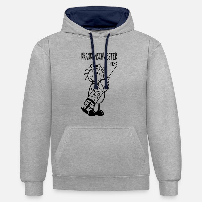 Krankenschwester mit Spritze - Geschenk - Kontrast-Hoodie - Grau meliert/Navy