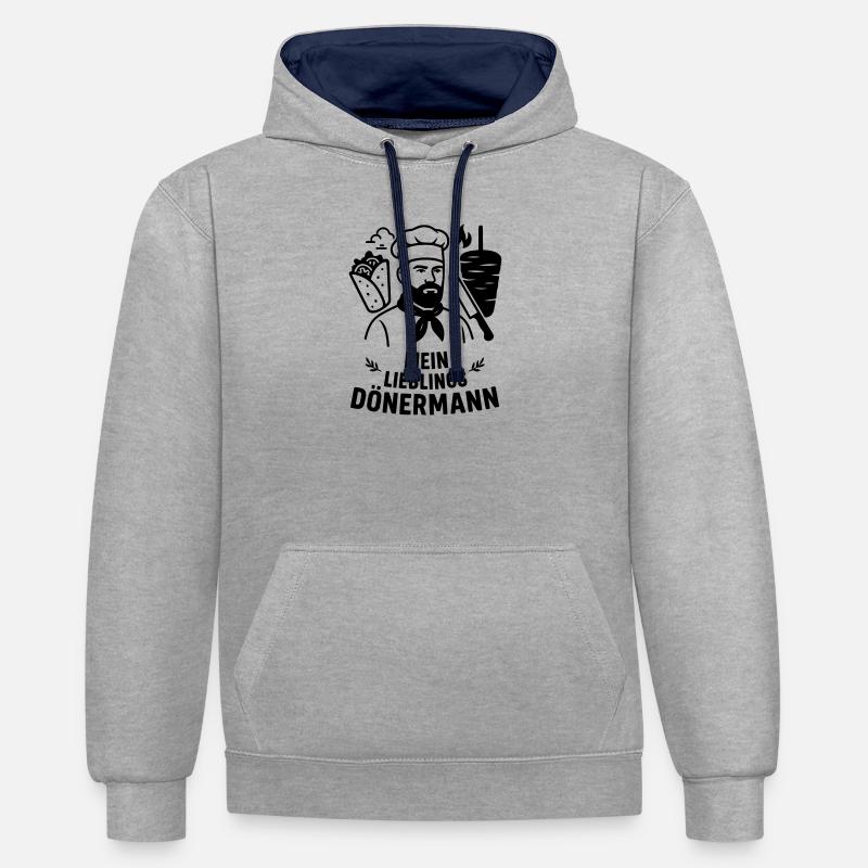 Kebab préféré - Sweat à capuche contrasté - gris chiné/bleu marine