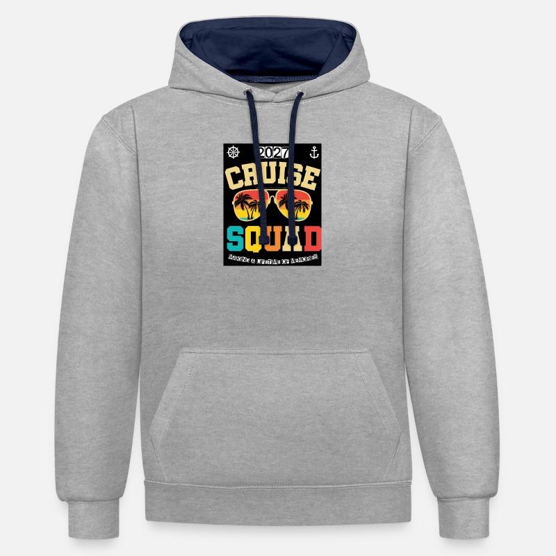 Équipe de croisière Palm Sunset 2027 - Sweat à capuche contrasté - gris chiné/bleu marine