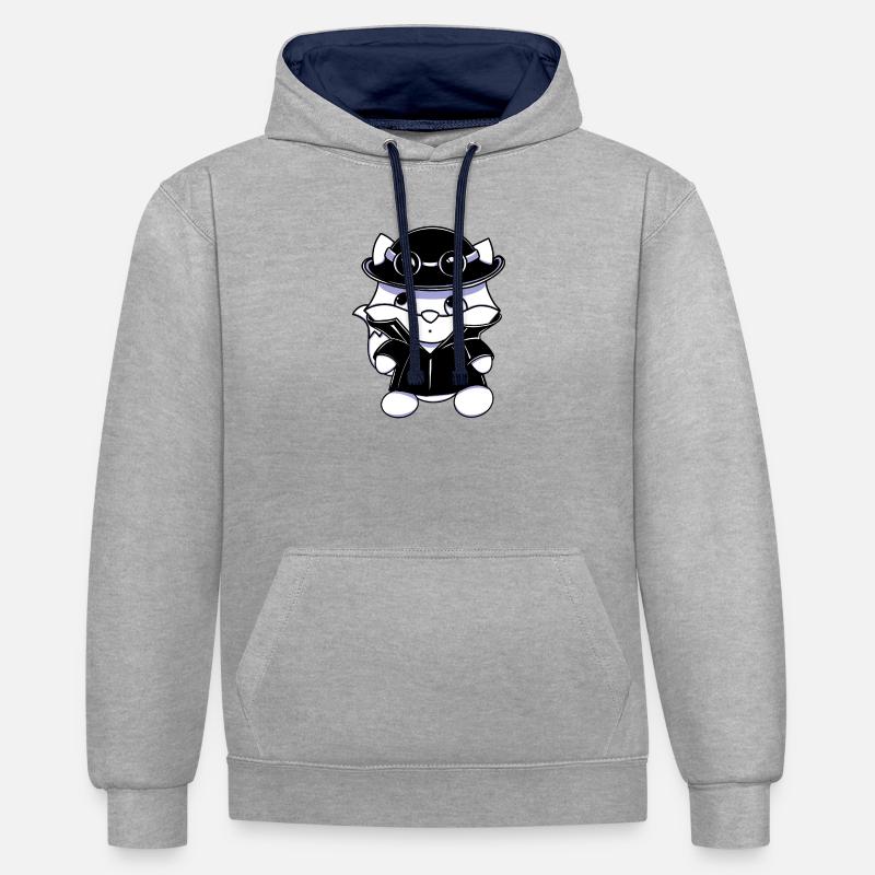 Petit détective - Sweat à capuche contrasté - gris chiné/bleu marine