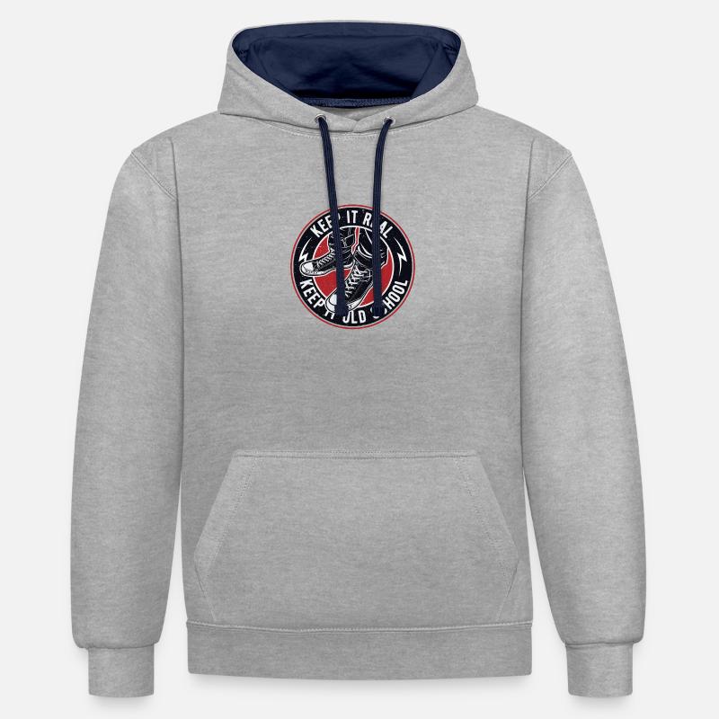 Keep It Real Keep It Old School Vintage - Kontrast-Hoodie - Grau meliert/Navy