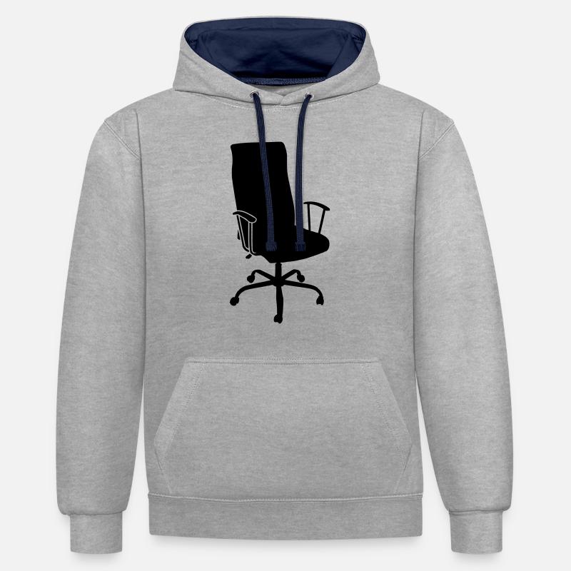 chaise de bureau - Sweat à capuche contrasté - gris chiné/bleu marine