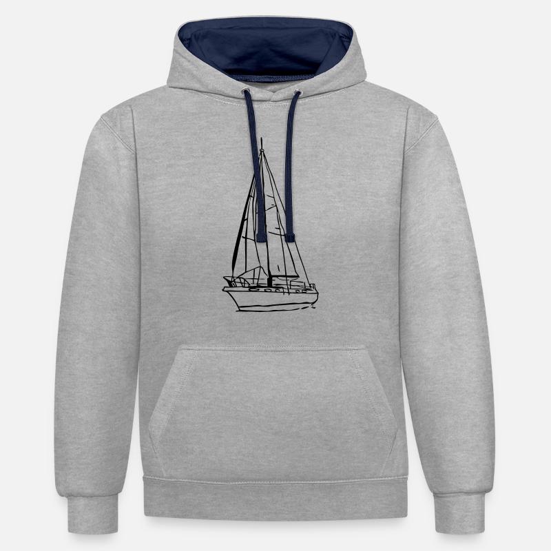 sailboat2 - Sweat à capuche contrasté - gris chiné/bleu marine