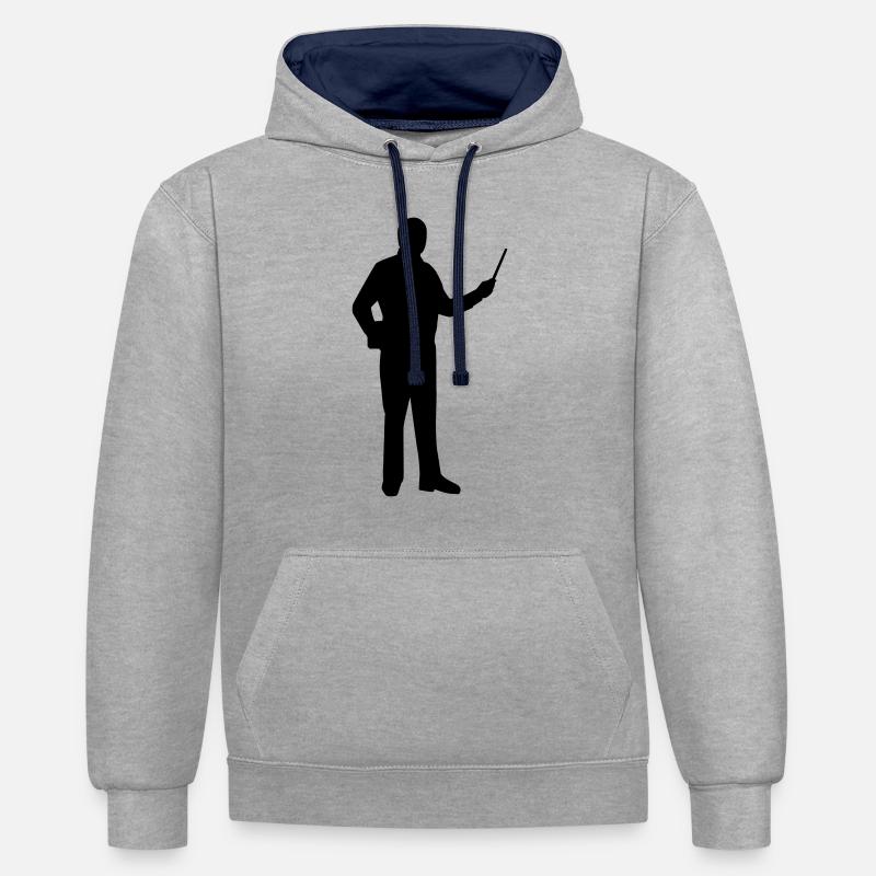 Prof - Sweat à capuche contrasté - gris chiné/bleu marine