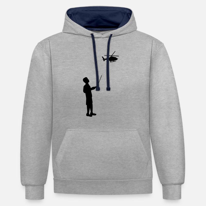 Modèle radiocommandé hélicoptère télécommande - Sweat à capuche contrasté - gris chiné/bleu marine