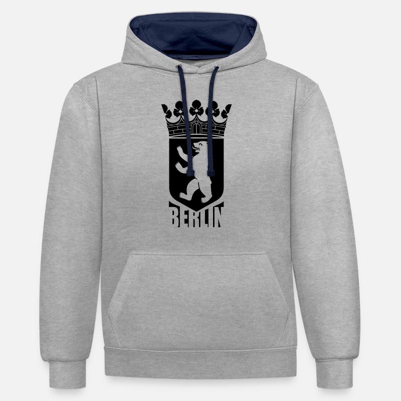 Berlin - Sweat à capuche contrasté - gris chiné/bleu marine