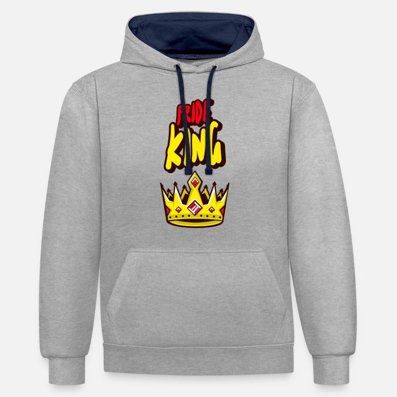 Pride king - Sweat à capuche contrasté - gris chiné/bleu marine