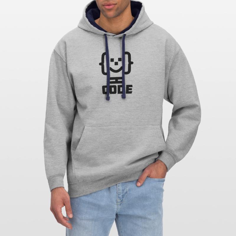 Main programmer code logo with text CODE Contrast hoodie