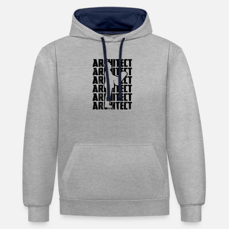 architecte - Sweat à capuche contrasté - gris chiné/bleu marine