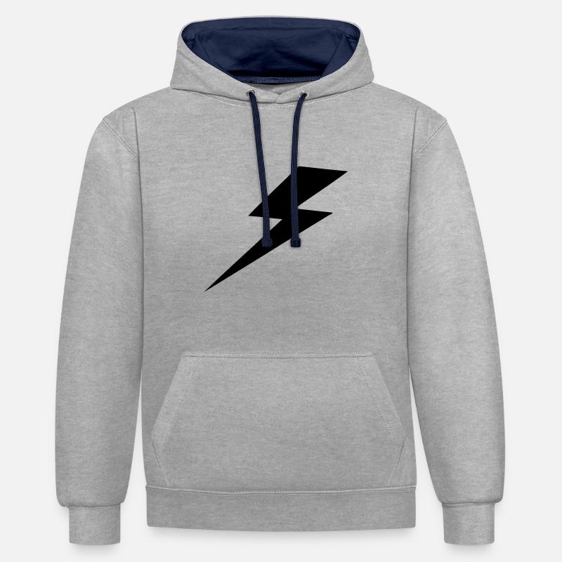 E&R Eclair - Sweat à capuche contrasté - gris chiné/bleu marine