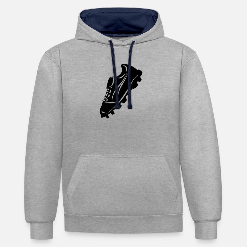 Fußballschuh transparente Schattenfigur - Kontrast-Hoodie - Grau meliert/Navy