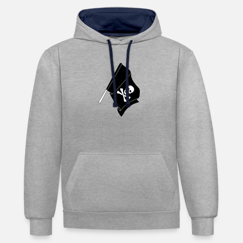 Drapeaux Pirates - Sweat à capuche contrasté - gris chiné/bleu marine