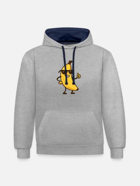 Banana Comic - Contrast hoodie - heather grey/navy