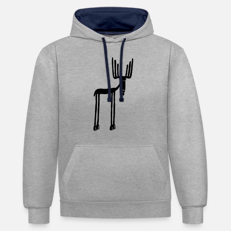 moose - Sweat à capuche contrasté - gris chiné/bleu marine