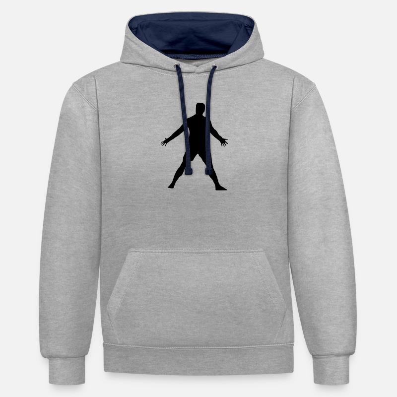Cristiano pose - Sweat à capuche contrasté - gris chiné/bleu marine
