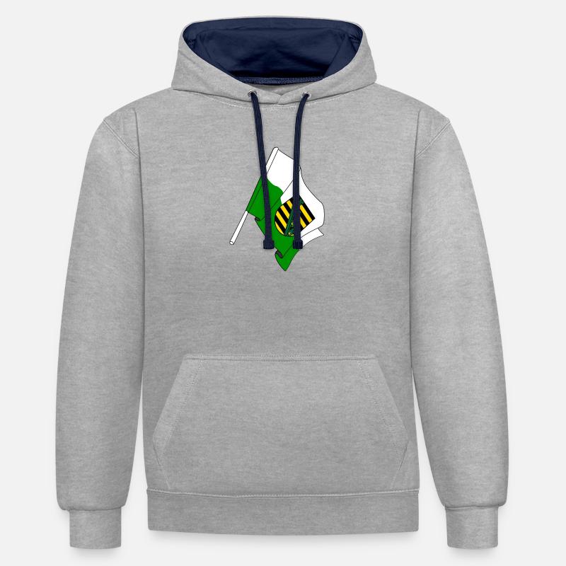 Drapeau Saxe - Sweat à capuche contrasté - gris chiné/bleu marine