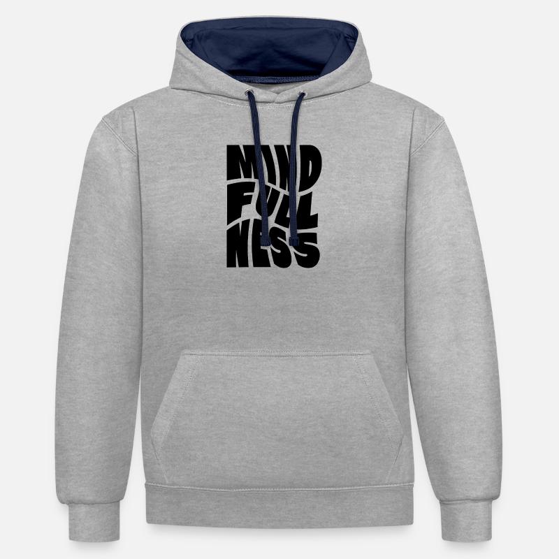Conception de logo Mindfullness - Sweat à capuche contrasté - gris chiné/bleu marine
