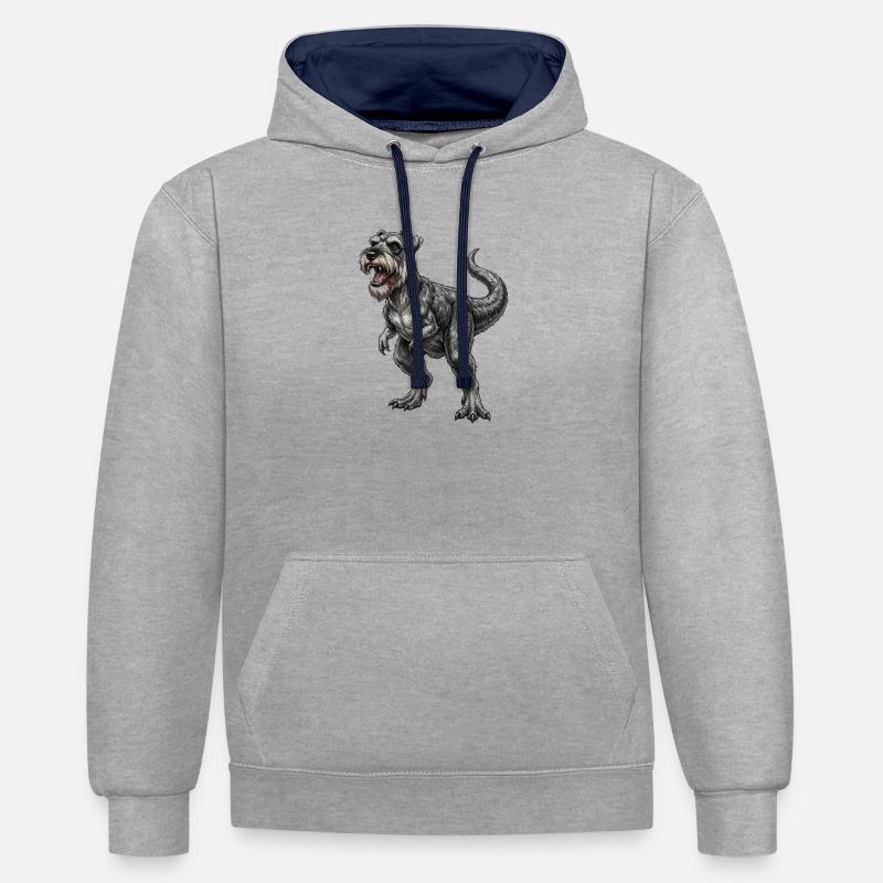 Schnauzer T - REX - Sweat à capuche contrasté - gris chiné/bleu marine