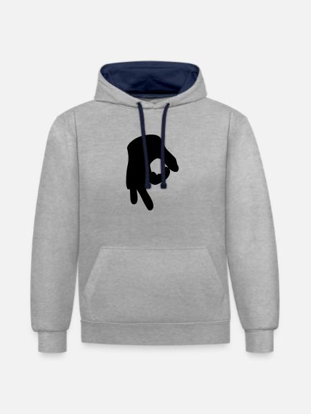 Reingelegt (Handzeichen) - Kontrast-Hoodie - Grau meliert/Navy
