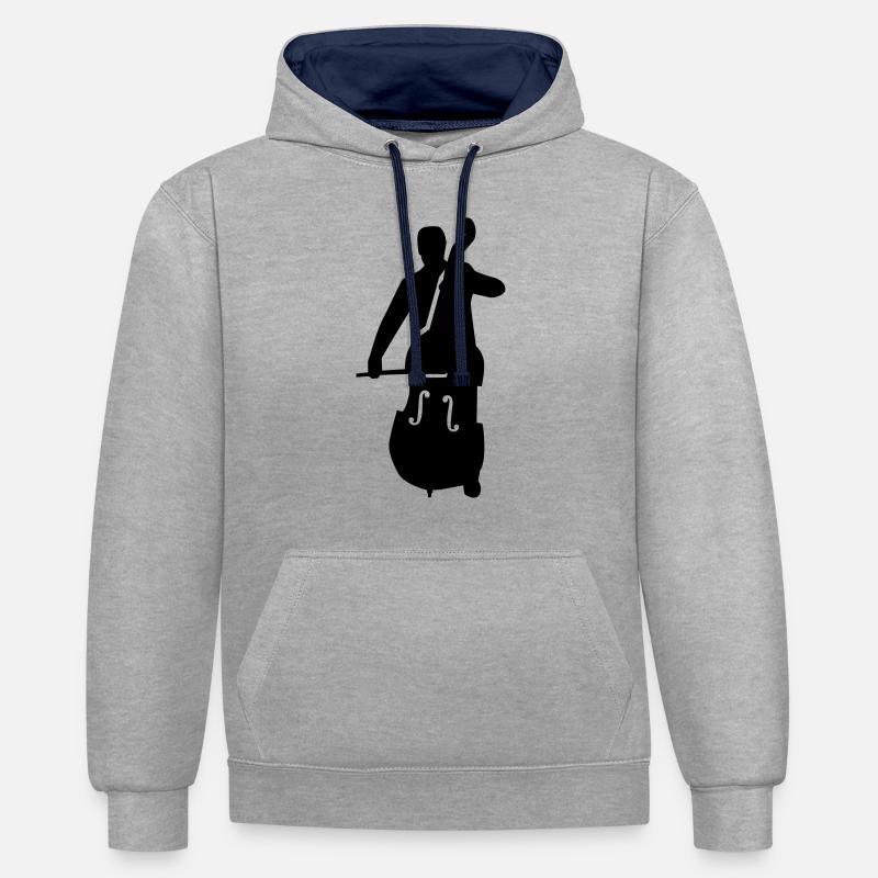 Contrabasse - Sweat à capuche contrasté - gris chiné/bleu marine