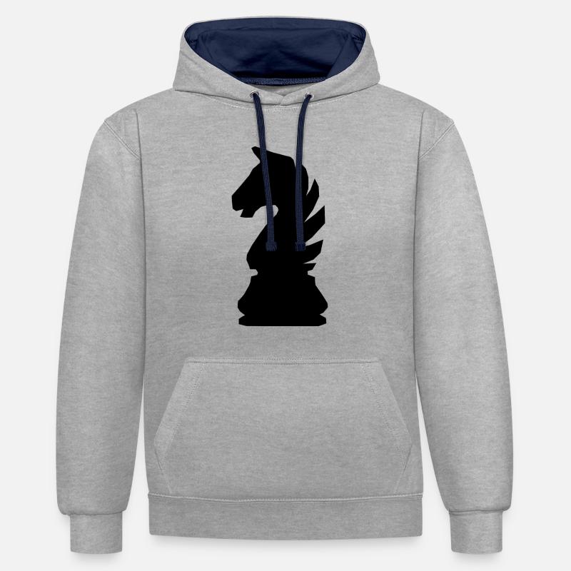 Chess Chess Knight noir - Sweat à capuche contrasté - gris chiné/bleu marine