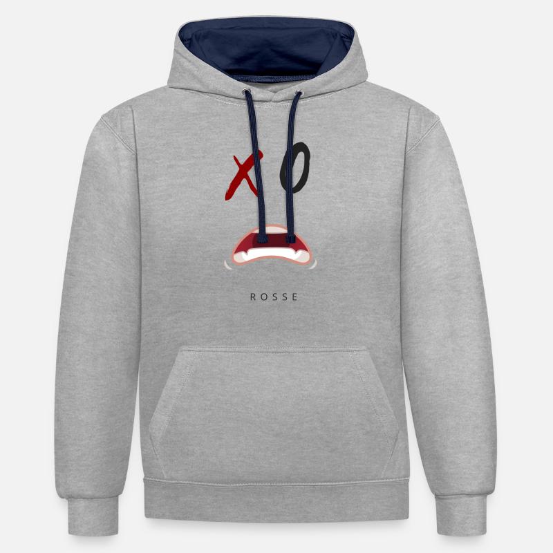 XO Maroon Rosse - Sweat à capuche contrasté - gris chiné/bleu marine