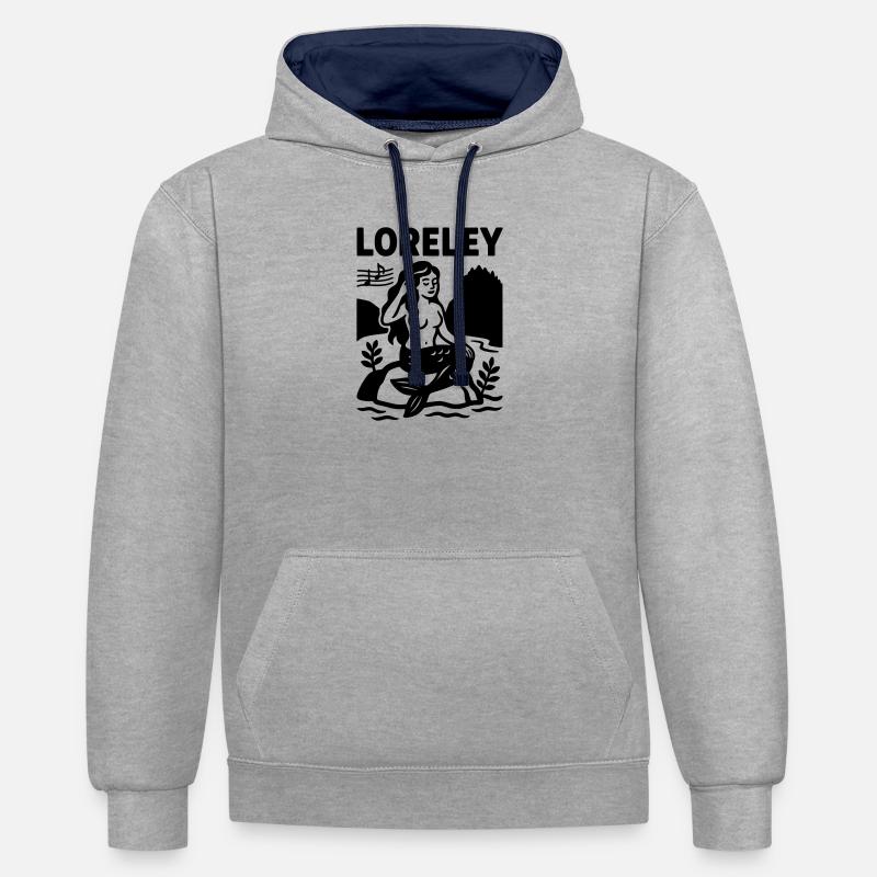 Loreley - Sweat à capuche contrasté - gris chiné/bleu marine