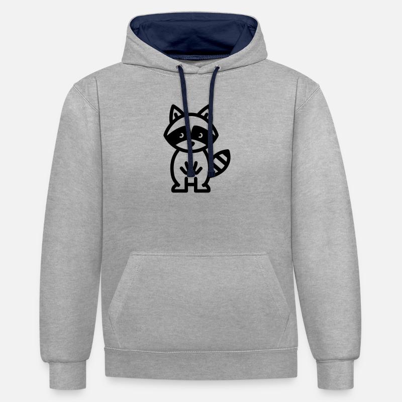 raton laveur - Sweat à capuche contrasté - gris chiné/bleu marine