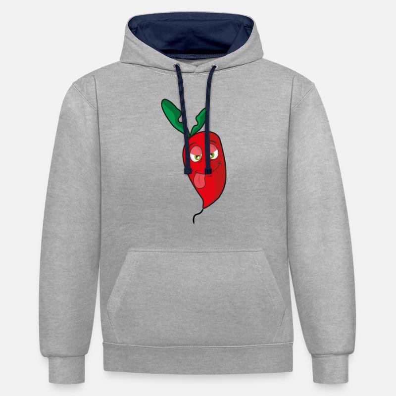 radish - radier - character - Dessin animé - Sweat à capuche contrasté - gris chiné/bleu marine