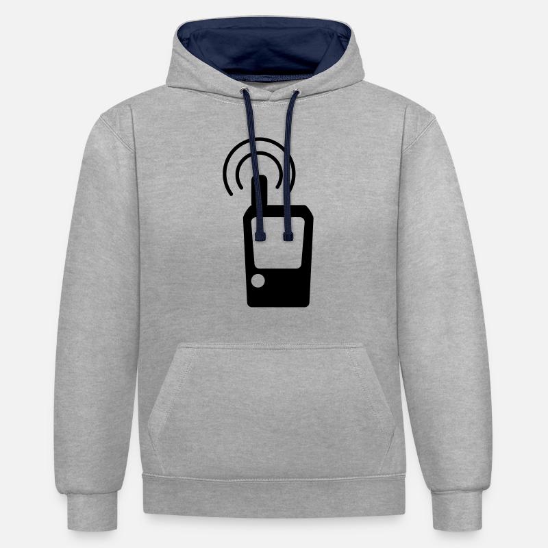 Geocaching GPS Tracker - Kontrast-Hoodie - Grau meliert/Navy