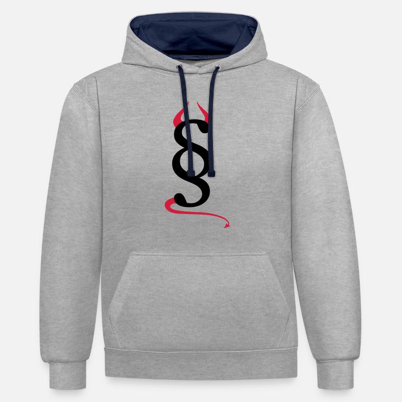 Devils paragraphe - Sweat à capuche contrasté - gris chiné/bleu marine